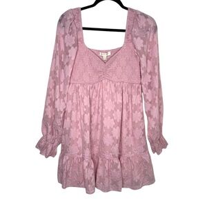 Thirty Thirty womens L babydoll floral mini pastel pink dress western coquette